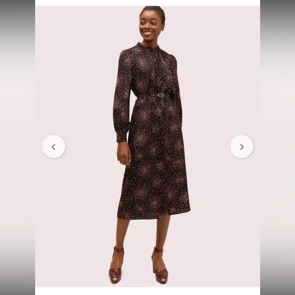 Kate Spade New York Disco Dots Belted Midi Dress Long Sleeve Women’s Medium
